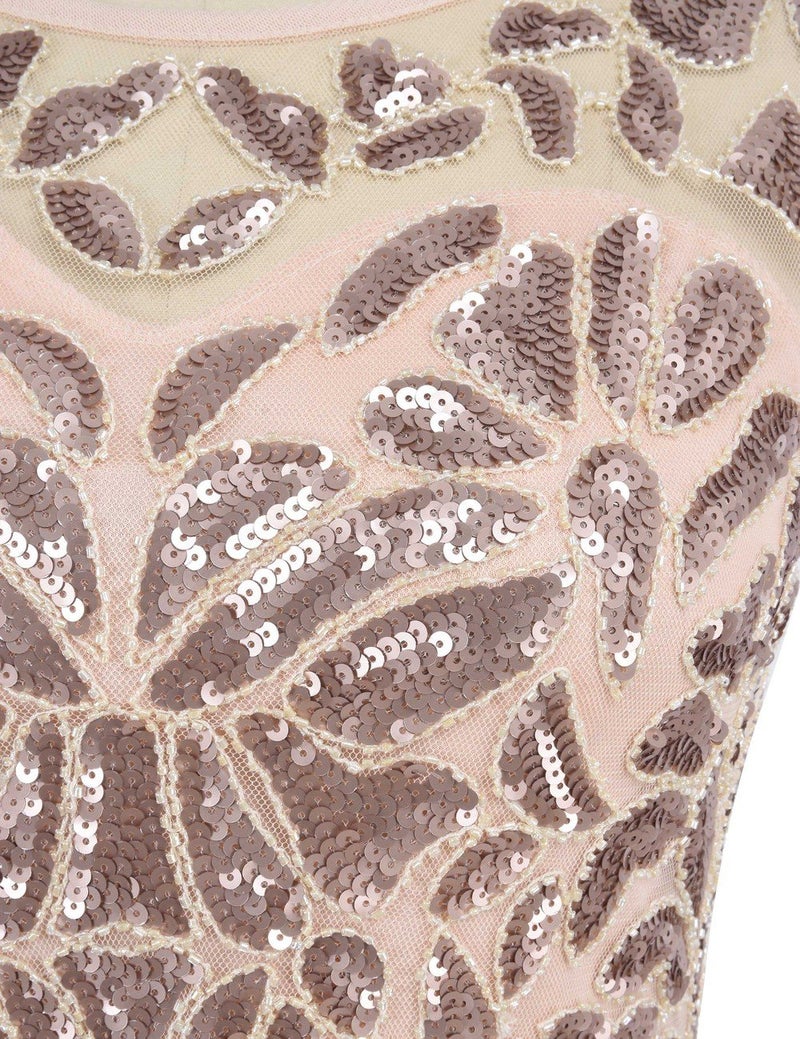 PrettyGuide Women 's 1920s Art Deco Sequin Gatsby Formal Evening Prom Dress L Champagne - Image 5